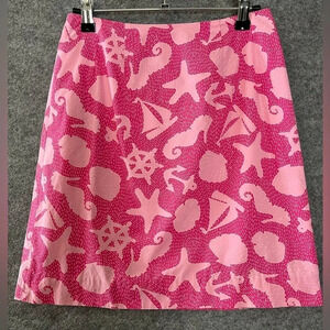 Lilly Pulitzer Mini Skirt Womens Size 0 Pink Novelty Print Preppy Nautical Beach